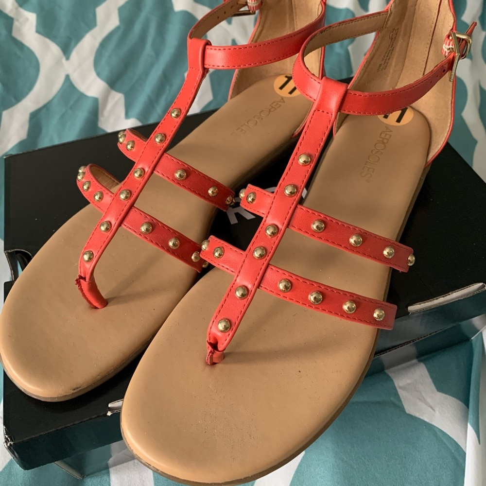 Brand new tangerine gold studded sandals